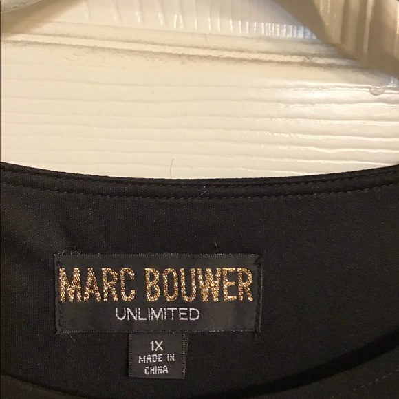 NWOT Marc Bouwer Knit & Woven 3/4 Mesh Tiered Sleeve Scoop Neck Sheath Dress - Picture 2 of 7